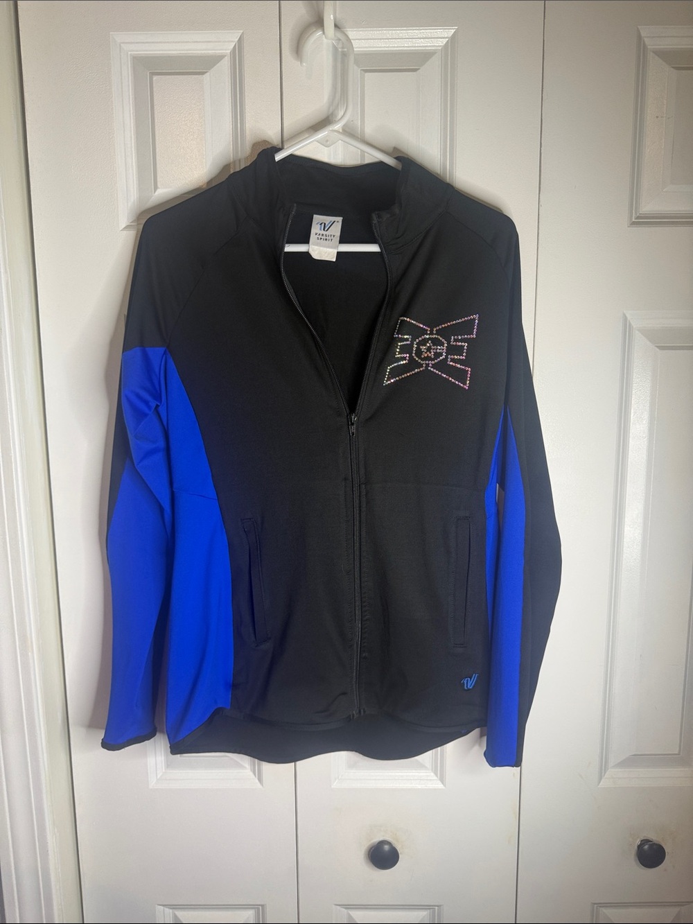 ECE BLIN Black & Royal Blue Zip Front Warm Up Jacket